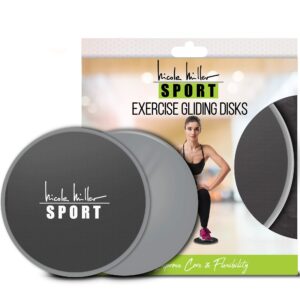 Nicole Miller Exercise Sliders for Fitness Workout [2PK], Double Sided Gilder Strength Slides Discs Work Smoothly on Any Surface for Stretch Strength Core Exercise (Gray)